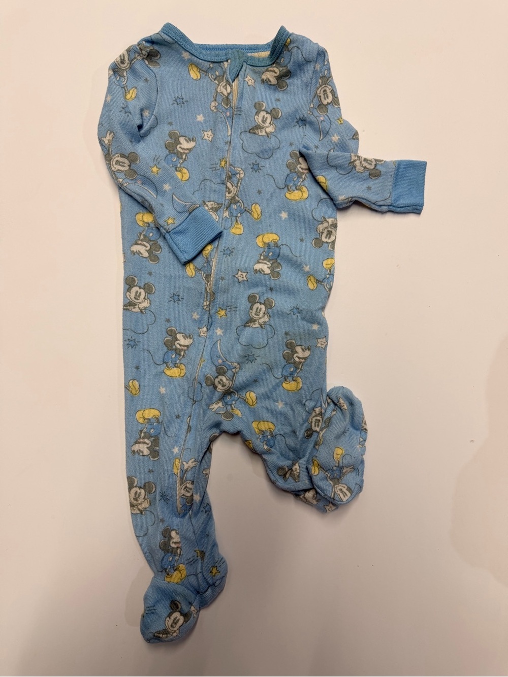 Disney Blue Mickey Mouse Footed One-Piece Sleeper